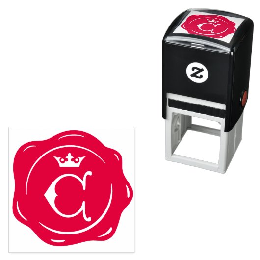 C - Antiek Wax Seal Gotische Kroon Initiaal Letter Zelfinktende Stempel (In situ)