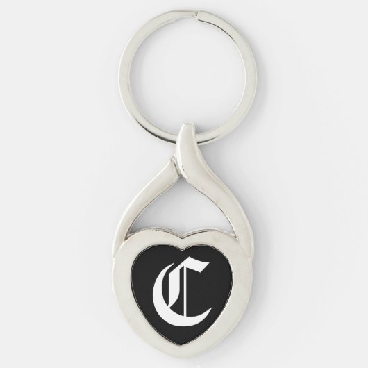 "C" Black Heart Keychain (Voorkant)