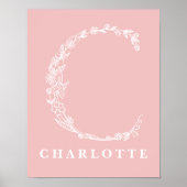 C Botanische Floral Monogram Aangepast Poster van (Voorkant)