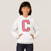 C - Bubblegum Glitter Varsity Letter Patches op Wh (Voorkant volledig)