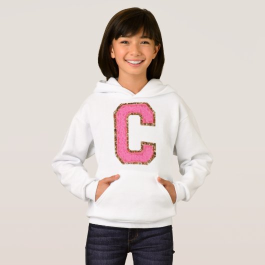 C - Bubblegum Glitter Varsity Letter Patches op Wh (Voorkant volledig)