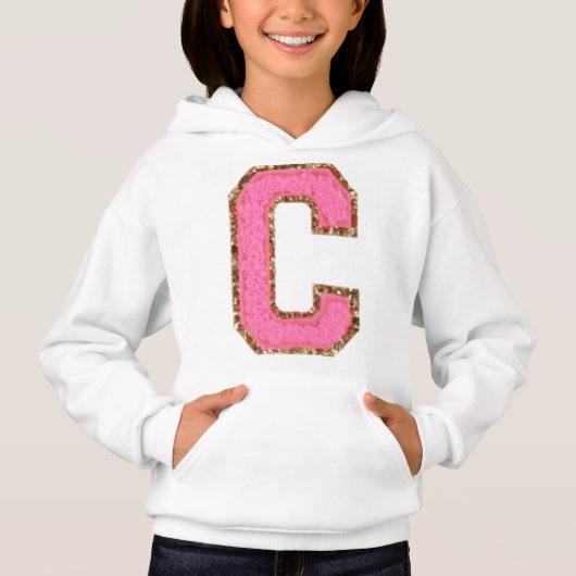 C - Bubblegum Glitter Varsity Letter Patches op Wh (Voorkant)