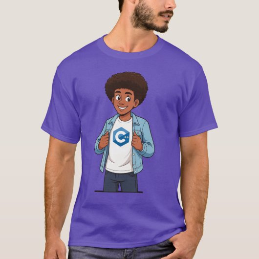 C++ Cartoon Programmer T-Shirt (Voorkant)
