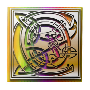 C Celtic Rainbow Custom Monogram Tegel Tegeltje
