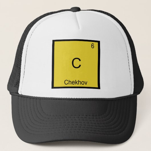 C- Chekhov Funny Chemistry Element Symbol T-Shirt Trucker Pet (Voorkant)