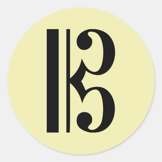 C-Clef Music-symbool Ronde Sticker (Voorkant)