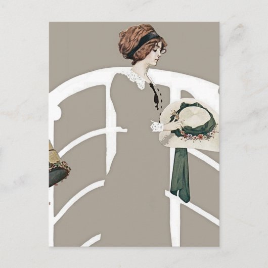 C Coles Phillips “Bij de hoedenwinkel” Briefkaart (Voorkant)