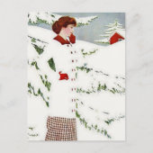 C Coles Phillips ‘Fadeaway Girl’ “Winter Sneeuwlan Briefkaart (Voorkant)