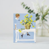 C Coles Phillips "Fadeaway Girl" "Yellow Bouquet" Briefkaart (Staand voorkant)