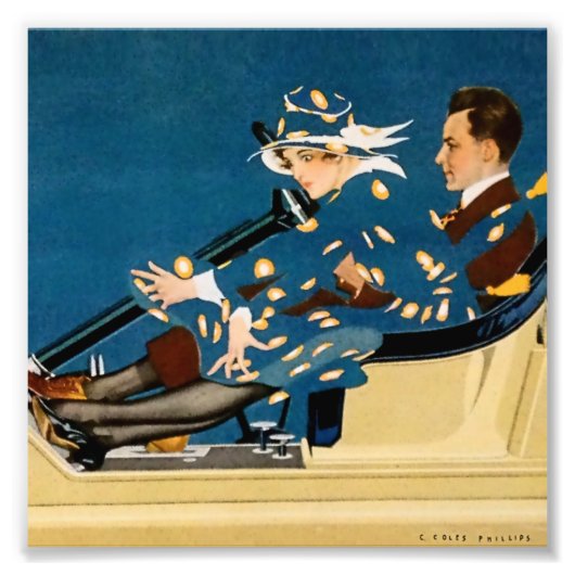 C Coles Phillips Hosiery Ad in  Roadster Foto Afdruk (Voorkant)