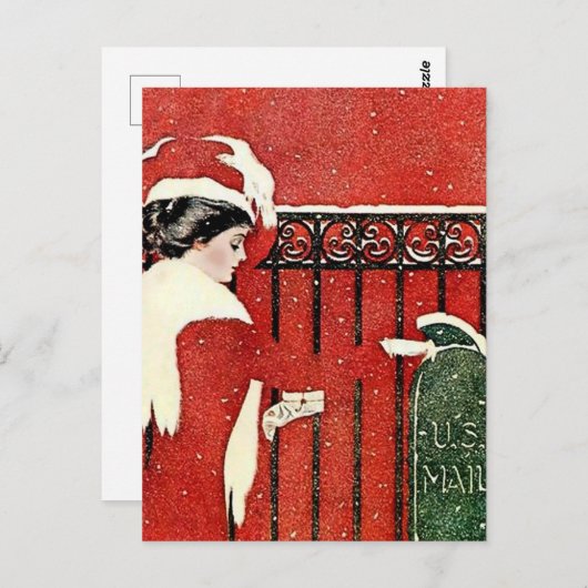 C Coles Phillips "kerstkaartje Mail" Briefkaart (Voorkant / Achterkant)