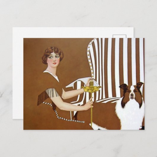 C Coles Phillips "Lady and Collie" Fadeaway Girl Briefkaart (Voorkant / Achterkant)
