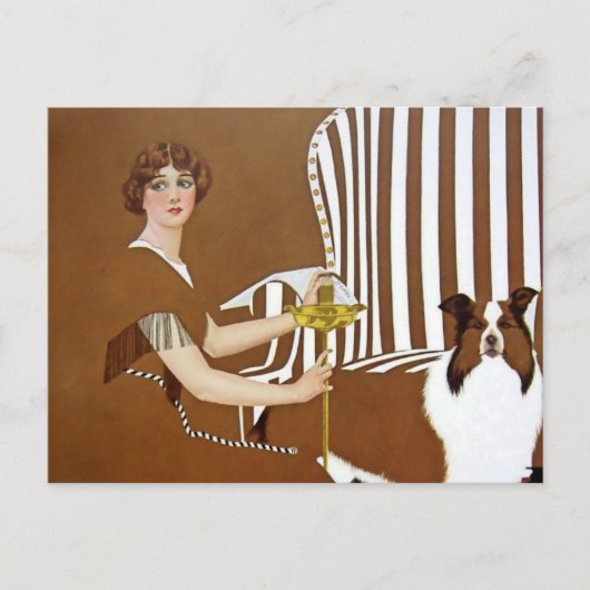 C Coles Phillips "Lady and Collie" Fadeaway Girl Briefkaart (Voorkant)