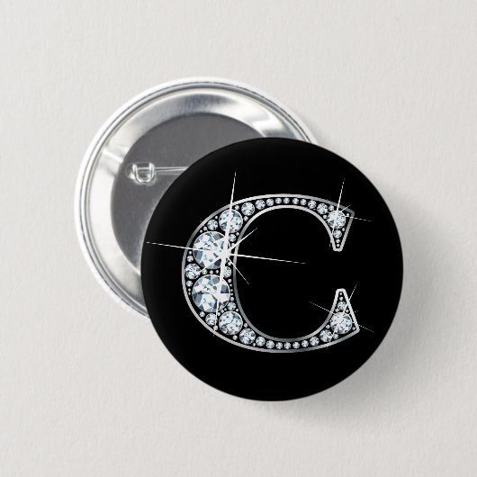 "C" Diamond Bling Button (Voorkant /achterkant)