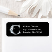 "C" Diamond Bling Monogram Return Address Label (Insitu)