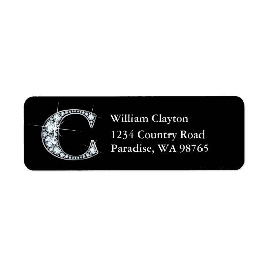 "C" Diamond Bling Monogram Return Address Label (Voorkant)