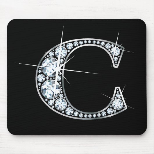 "C" Diamond Bling Mousepad Muismat (Voorkant)