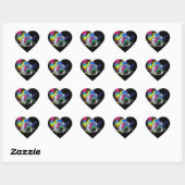 "C" Diamond Bling on Rainbow Swirl Heart Sticker (Vel)