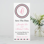 C Dot Circle Monogram Save The Date (Roze / Zwart) (Staand voorkant)