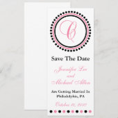 C Dot Circle Monogram Save The Date (Roze / Zwart) (Voorkant / Achterkant)