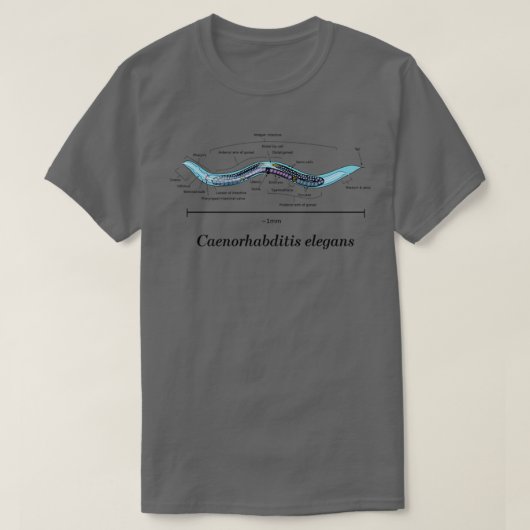 C Elegans Anatomical Diagram T-shirt (Design voorkant)