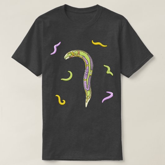 C elegans Nematode Anatomy Illustration T-shirt (Design voorkant)