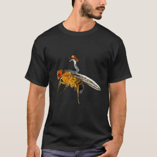 C Elegans Riding Drosophila Fly Model Organisme Ro T-shirt