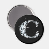 "C" Faux-"Diamond Bling" Magnet (Voorkant / Achterkant)
