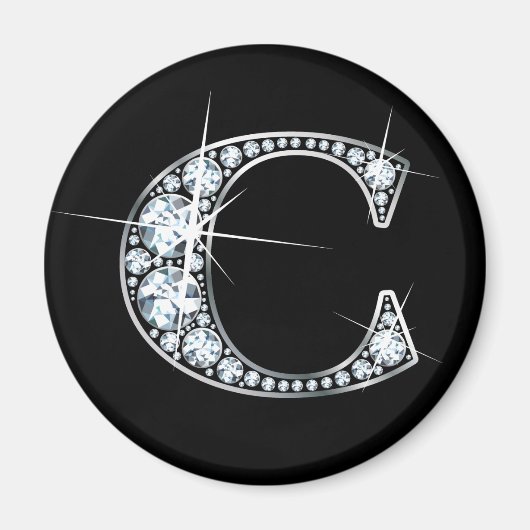 "C" Faux-"Diamond Bling" Magnet (Voorkant)