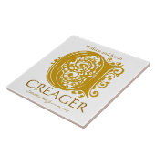 C Gold Monogram op White - Names Wedding Date Tege Tegeltje (Zijkant)