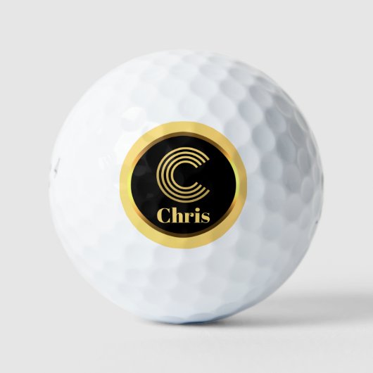 C Gold Monogrammed Letter Personalized Golf Balls Golfballen (Voorkant)