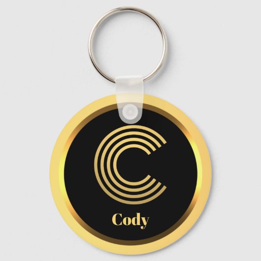 C Gold Monogrammed Letter persoonlijk Sleutelhanger (Voorkant)