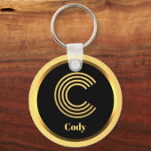 C Gold Monogrammed Letter persoonlijk Sleutelhanger (Voorkant)