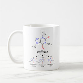 C₈H₁₀N₄O₂ formule, chemische structuur van cafeïne Koffiemok