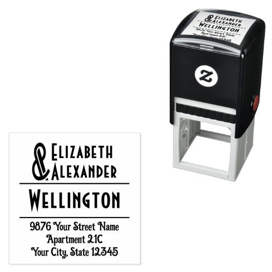 C Hoge Ampersand #1 Twee Namen #3-35 Koppel Adres Zelfinktende Stempel (In situ)