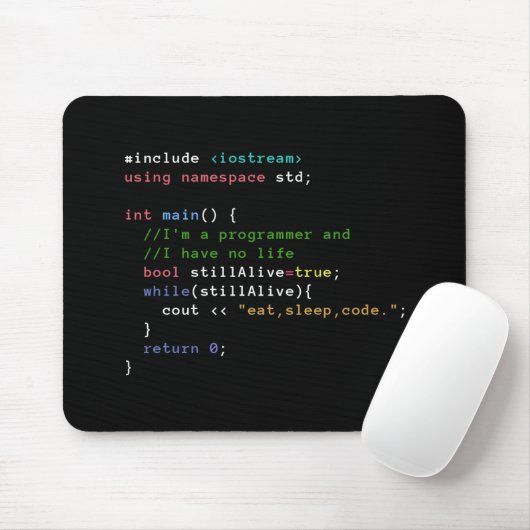 C++ Infinite-laad Eat-slaapcodemousepad Muismat (Met muis)