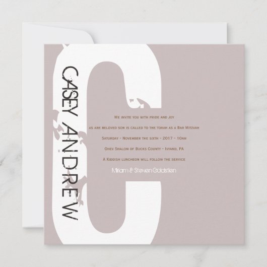 C Initiaal Collectie Bar Bat Mitswa Uitnodiging (Voorkant)