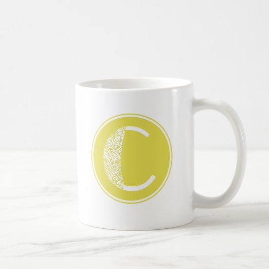 C Initiaal Floral Monogram Koffiemok (Rechts)