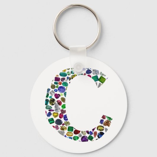 C Initiaal Gem-ontwerp Sleutelhanger (Voorkant)