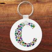 C Initiaal Gem-ontwerp Sleutelhanger (Voorkant)