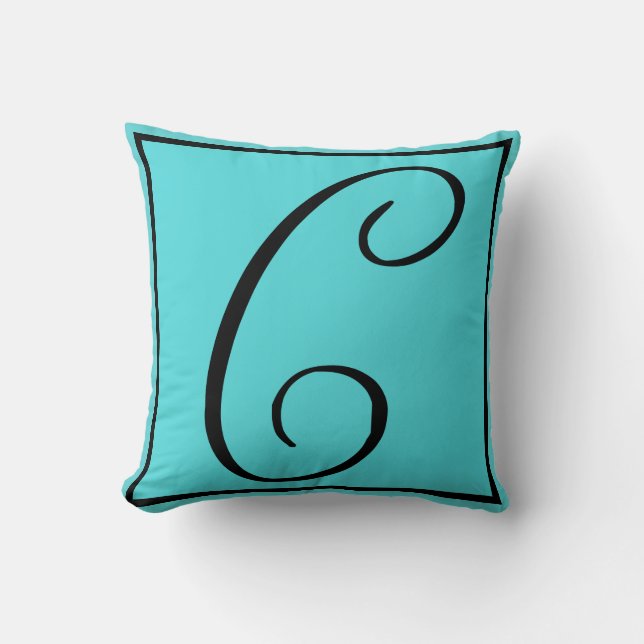 C INITIAAL PILLOW - Letter C op Aqua Achtergrond Kussen (Voorkant)