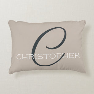 C Initieel Stijlvol Taupe Tannine Monogram Accent Kussen