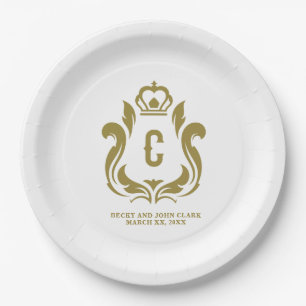 C Initiële Gouden Kam Monogram Papieren Bordje