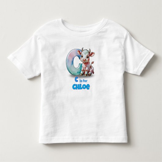 C is for Chloe –Personalized Kids’ T-Shirt with C (Voorkant)