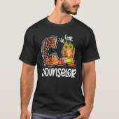 C Is For Counselor Leopard Pumpkin Fall Thanksgivi T-shirt (Voorkant)