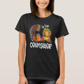 C Is For Counselor Leopard Pumpkin Fall Thanksgivi T-shirt (Voorkant)