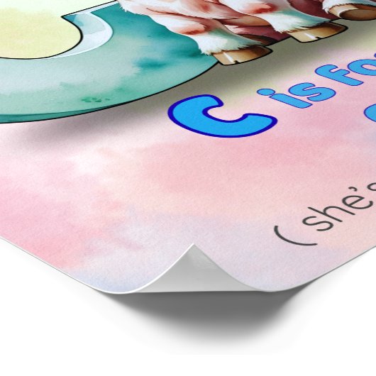 C is for Cow – Calm and Curious Animal Alphabet  Poster (Hoek)