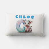 C is for Cow – Personalized Baby Lumbar Pillow  Kussen (Achterkant)