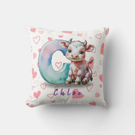C is for Cow – Personalized Baby Pillow with Heart Kussen