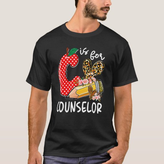 C is voor begeleider gelukkig eerste dag van schoo t-shirt (Voorkant)